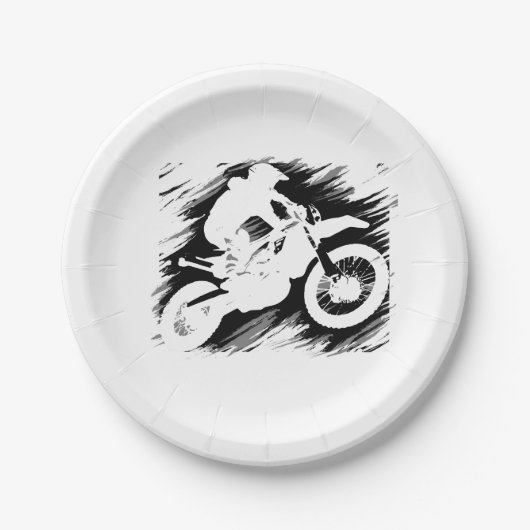 モトクロス競技スポーツモーターサイクルレース ペーパープレート (正面)