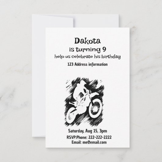 モトクロス競技スポーツモーターサイクルレース 招待状 (裏面)