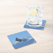 モトクロス飛んでいるライダー スクエアペーパーコースター (インサイチュ)