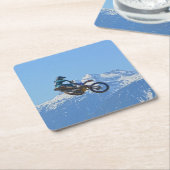 モトクロス飛んでいるライダー スクエアペーパーコースター (アングル)