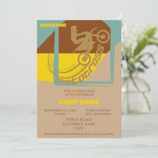 モトクロス イベントのお誕生日会 招待状 (スタンド正面)