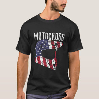 モトクロス ヘルメット アメリカ国旗 ダートバイク 愛国 バイカー Tシャツ