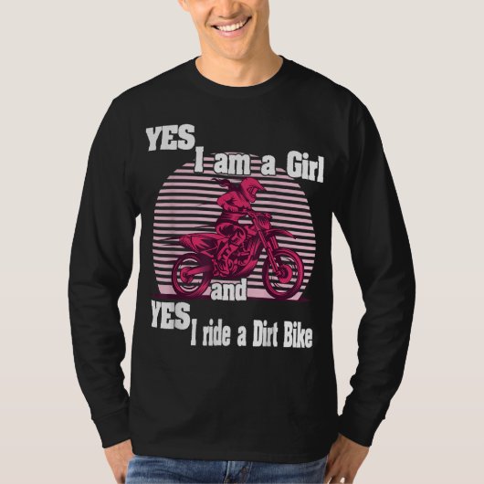 モトクロス 私、女の子だけどバイク乗るよ Tシャツ (正面)