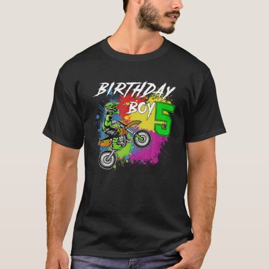 モトクロスMX 5番目のギフト5歳の古いダートバイク誕生日 Tシャツ (正面)