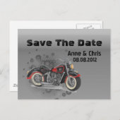 モトグランジルシレバイクもしくは自転車に乗る人ウェディング日付を保存 案内ポストカード (正面/裏面)