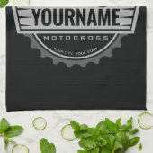 モトパーソナライズされたクロスライダーダートバイクヒルレース キッチンタオル (折り畳み)