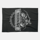 モトパーソナライズされたクロスライダーダートバイクヒルレース キッチンタオル (横)