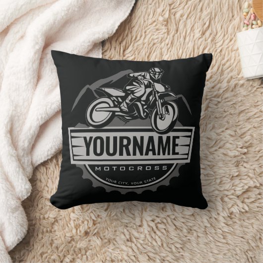 モトパーソナライズされたクロスライダーダートバイクヒルレース クッション (ブランケット)