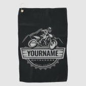 モトパーソナライズされたクロスライダーダートバイクヒルレース ゴルフタオル (正面)