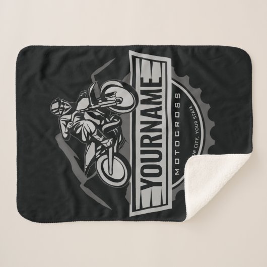 モトパーソナライズされたクロスライダーダートバイクヒルレース シェルパブランケット (正面(横))