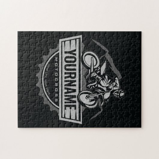 モトパーソナライズされたクロスライダーダートバイクヒルレース ジグソーパズル (横)