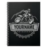 モトパーソナライズされたクロスライダーダートバイクヒルレース ノートブック (正面)