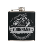 モトパーソナライズされたクロスライダーダートバイクヒルレース フラスク (正面)
