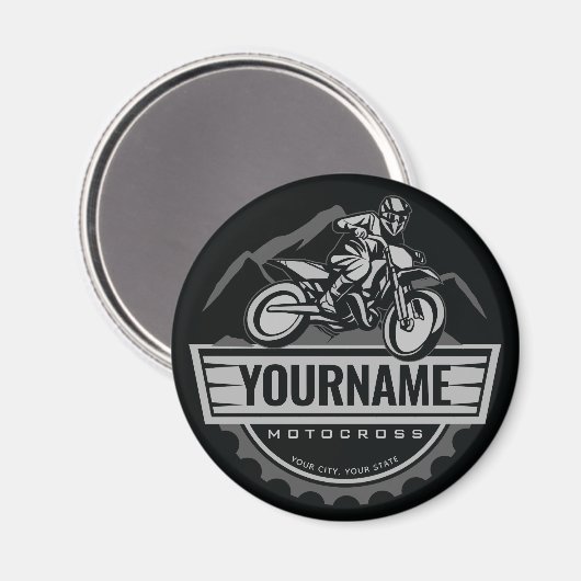 モトパーソナライズされたクロスライダーダートバイクヒルレース マグネット (正面/裏面)