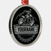 モトパーソナライズされたクロスライダーダートバイクヒルレース メタルオーナメント (右)