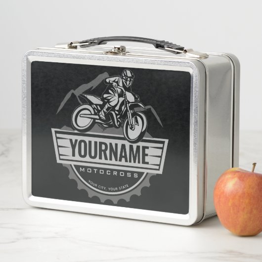 モトパーソナライズされたクロスライダーダートバイクヒルレース メタルランチボックス (インサイチュ)