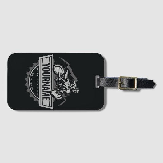 モトパーソナライズされたクロスライダーダートバイクヒルレース ラゲッジタグ (正面横)