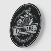 モトパーソナライズされたクロスライダーダートバイクヒルレース ラージ壁時計 (傾斜)