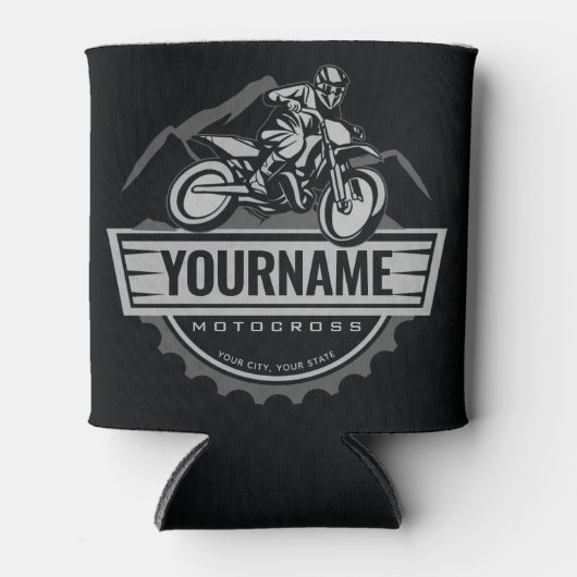 モトパーソナライズされたクロスライダーダートバイクヒルレース 缶クーラー (正面)