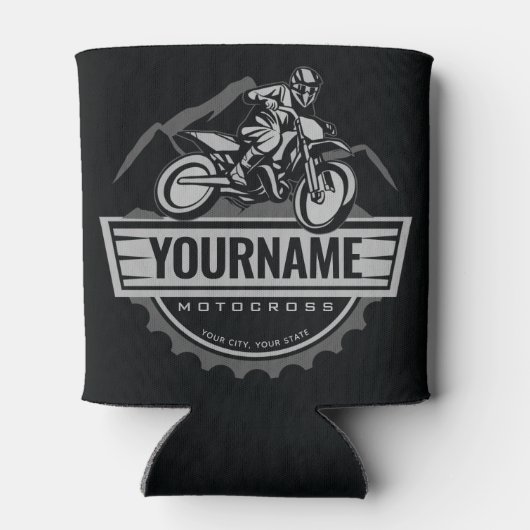 モトパーソナライズされたクロスライダーダートバイクヒルレース 缶クーラー (裏面)