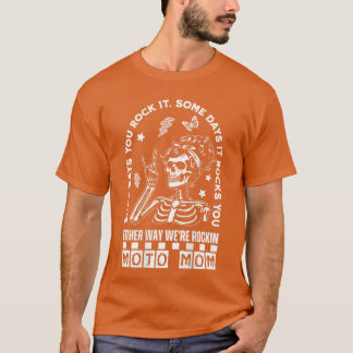モトマムスケルトンロッカーパンクバイカーレトロゴシックO Tシャツ