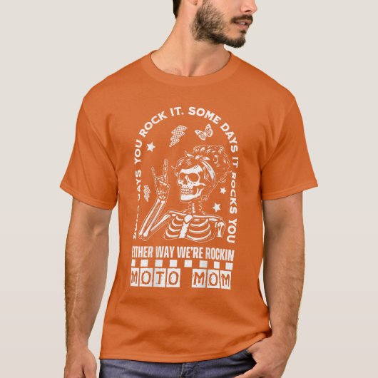モトマムスケルトンロッカーパンクバイカーレトロゴシックO Tシャツ (正面)
