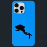 モトローラ・ドロイドRAZR – スキューバダイバー iPhone 15 PRO MAXケース<br><div class="desc">「深いブルー海」のスキューバダイバーの黒いシルエット</div>