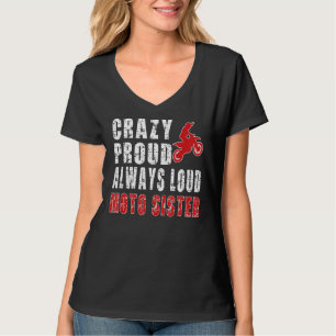 モト熱狂するクロス誇りを持ったシスターダートバイクシスター Tシャツ