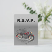 モト素朴ルグランジバイクもしくは自転車に乗る人ウェディングrsvp インビテーションポストカード (スタンド正面)