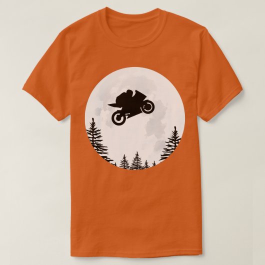 モト飛んでいるGPバイクが月を越えて Tシャツ (デザイン正面)