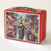 モナはタイのインディアン市場にある メタルランチボックス (裏面)