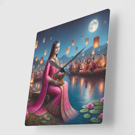 モナインロイクラトンフェスティバルタイ スクエア壁時計 (傾斜)