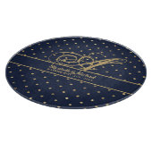 モナガムネイビーブルー金ゴールド水玉模様ニューリウェズ結婚ズ カッティングボード (角)