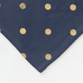 モナガムネイビーブルー金ゴールド水玉模様ニューリウェズ結婚ズ フリースブランケット (角)