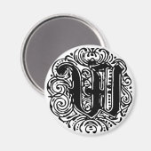 モナキアモノグラム文字WイニシャルアルファベットW マグネット (正面/裏面)