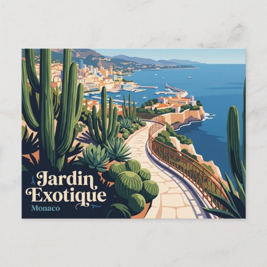 モナコのエクゾチックガーデン (Jardin Exotique) ポストカード (正面)