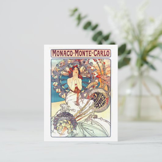モナコのモンテカルロのためのヴィンテージ旅行ポスター、 ポストカード (スタンド正面)