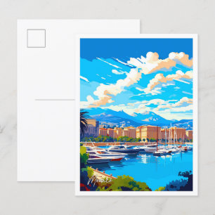 モナコアートヴィンテージ旅行イラストレーション ポストカード