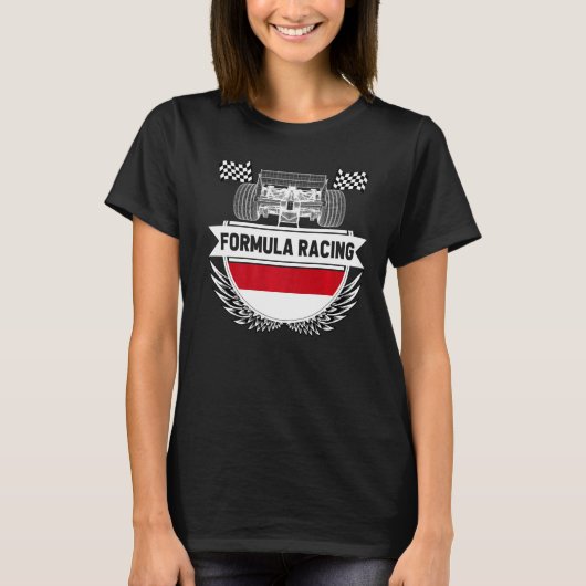 モナコオートレースモナコ国旗FormulaレーシングカーRa Tシャツ (正面)