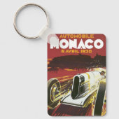 モナコグランプリ自動車レースのヴィンテージ旅行ポスター キーホルダー (正面)