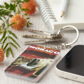 モナコグランプリ自動車レースのヴィンテージ旅行ポスター キーホルダー (正面右)