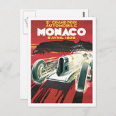モナコグランプリ自動車ヴィンテージ ポストカード (正面/裏面)
