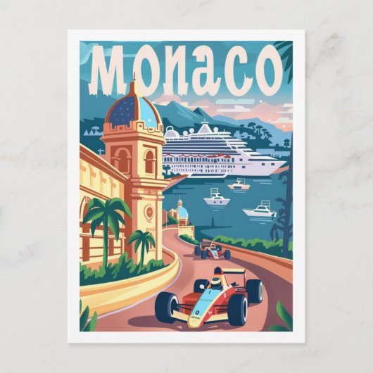 モナコサーキットヴィンテージ有名なトラベルプレイス ポストカード (正面)