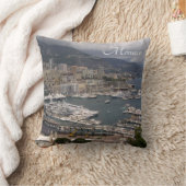 モナコハーバーウィズラグジュアリーヨットランドスケープ クッション (ブランケット)
