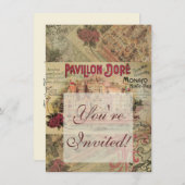 モナコファンシーヴィンテージリフランスのビエラフランス 招待状 (正面/裏面)