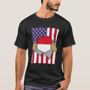 モナコフラッグブラッドインサイドメホームプライドモナカンアメ Tシャツ