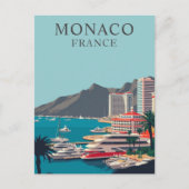 モナコフランスボート波止場ハーバーヴィンテージ ポストカード (正面)