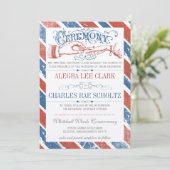 モナコブルーレッドモダンヴィンテージタイポグラフィ招待状 招待状 (スタンド正面)