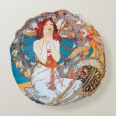 モナコモンテカルロアルフォンスミュシャ装飾用クッション ラウンドクッション (裏面)