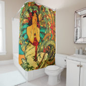 モナコモンテカルロポスターバイアルフォンスミュシャ シャワーカーテン (インサイチュ)